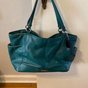 Coach teal leather purse